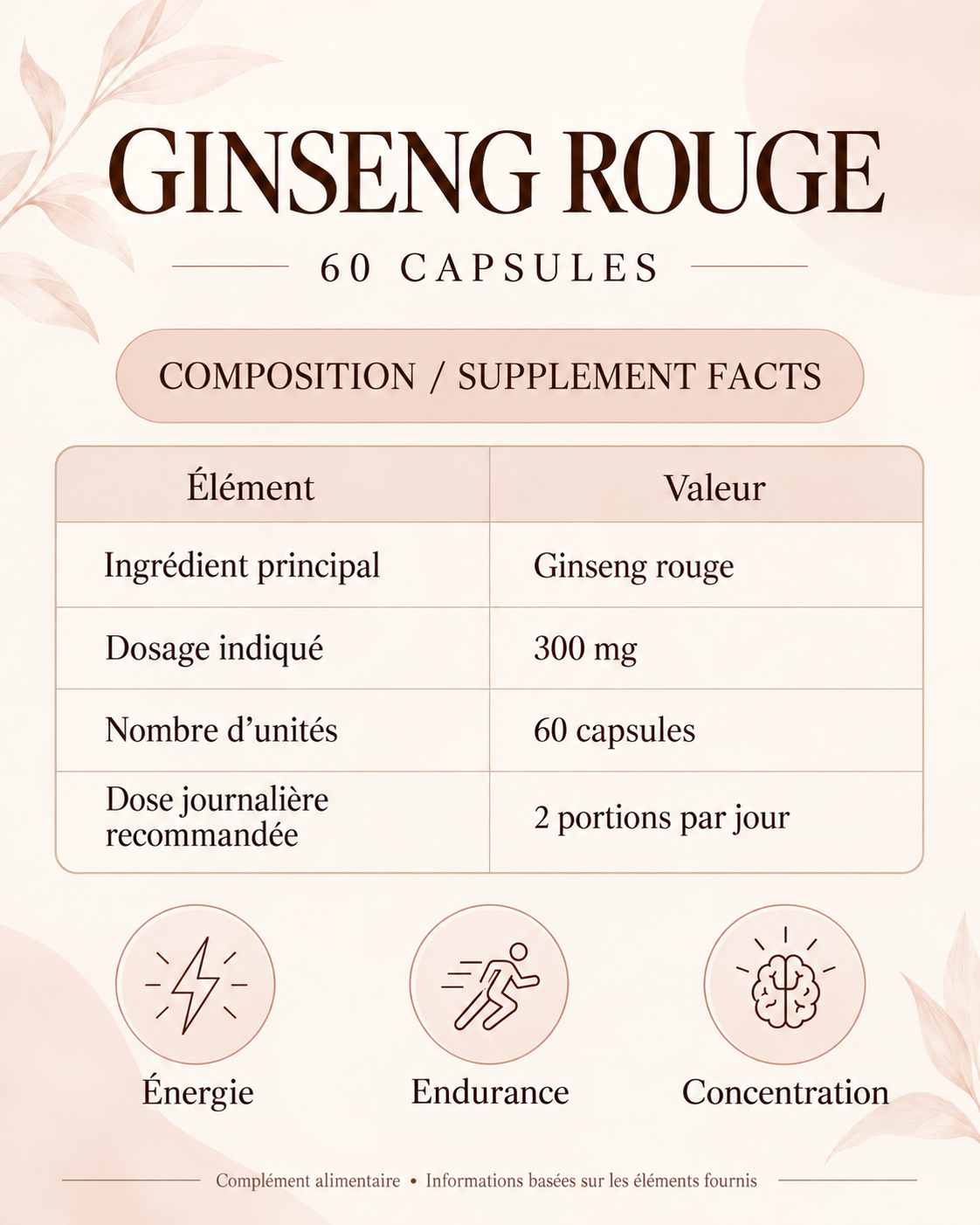 Ginseng Rouge 300 mg – 60 Capsules