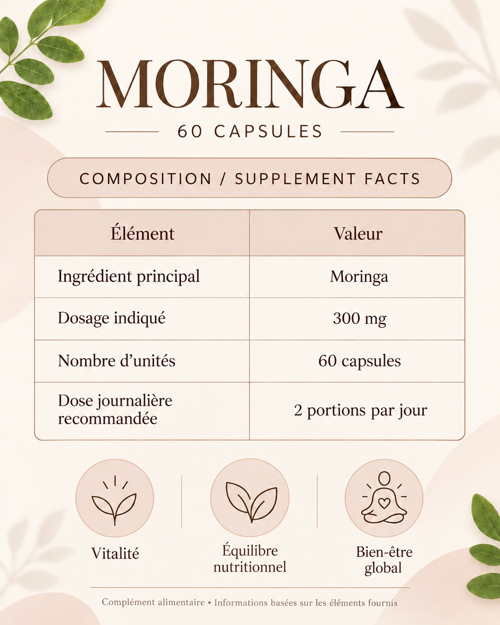 Moringa 300 mg – 60 Capsules