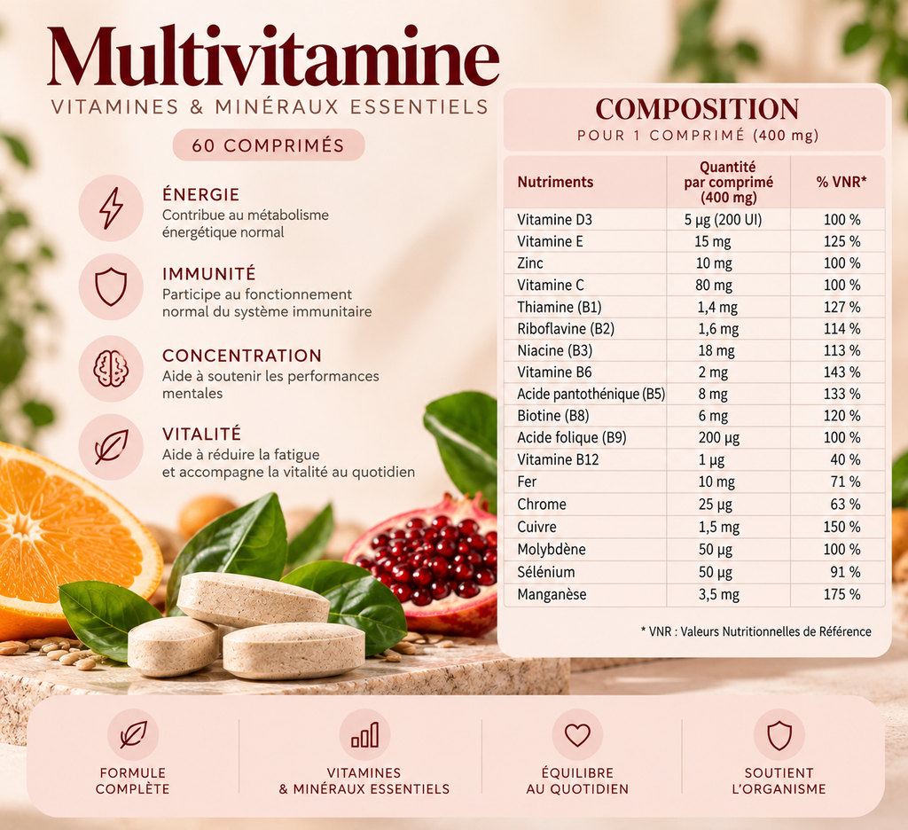 MULTIVITAMINE – 60 COMPRIMÉS